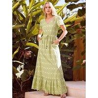 Long Tall Sally Contrast Broidery Maxi Dress - Green