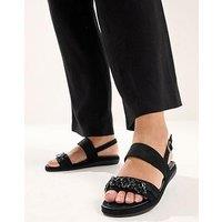 Yours Extra Wide Fit Glitz Two-Part Sandal - Black