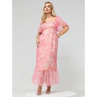 Yours Curve Abstract Organza Dress - Pink