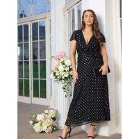 Yours Curve Twist Front Metallic Dress - Black