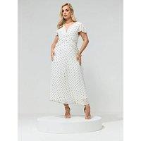 Yours Curve Twist Front Metallic Dress - White