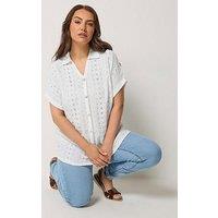 Yours Curve Broderie Grown On Shirt - White