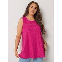 Yours Curve Broderie Crochet Vest - Pink