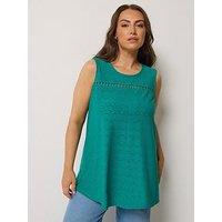 Yours Curve Broderie Crochet Vest - Green