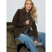 Long Tall Sally Premium Suede Jacket - Brown