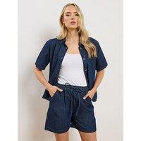 Long Tall Sally Denim Pull On Shorts - Blue