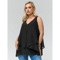 Yours Curve Layered Top - Black