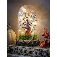 The Very Collection Lit Halloween Cloche Decoration With Pumpkin