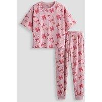 The Very Collection Girls Bow Print Jersey Short Sleeve Pyjama