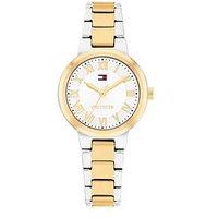 Tommy Hilfiger Womens Two Tone Gold Plated And Stainless Steel Bracelet Watch