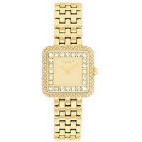 Coach Ladies Cass Gold Ip Pave Crystal Bracelet Watch