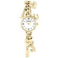 Coach Ladies Iris Gold Plated Charm Bracelet Watch