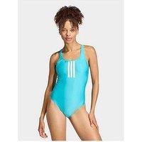 Adidas Women'S Swim 3-Stripe Swimsuit - Lucid Cyan