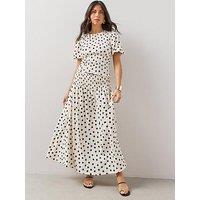 The Very Collection Spot Shirred Midaxi Co Ord Skirt - Multi