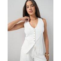 The Very Collection Longline Waistcoat - White