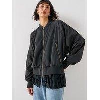 Adidas Originals Women'S Bomber Jacket With Removable Zipped Polka Dot Frilled Hem - Black