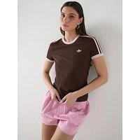 Adidas Originals Women'S 3 Stripes Slim Tee - Brown