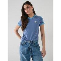 Adidas Originals Women'S 3 Stripes Slim T-Shirt - Blue