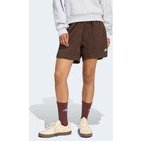 Adidas Sportswear Women'S 3 Stripes Studio Fleece Loose Shorts - Brown