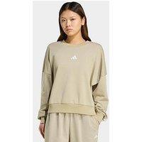Adidas Sportswear Women'S 3-Stripe French Terry Crew - Khaki