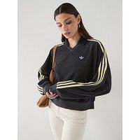 Adidas Originals Women'S Terry Towel V Neck Long Sleeves - Black