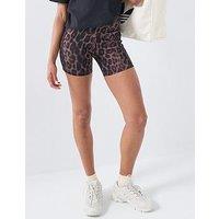 Adidas Sportswear Women'S Seasonal Essentials Leopard Print Biker Shorts With 3-Stripes - Brown