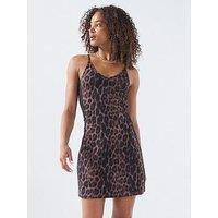 Adidas Sportswear Women'S Seasonal Essentials Leopard Print Mini-Dress - Brown