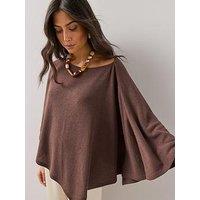 The Very Collection Textured Loose Fit Poncho - Brown