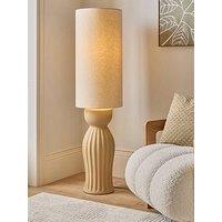 The Very Collection Stoneware Ribbed Ceramic Floor Lamp - Brown