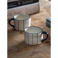 Gallery Direct Set Of 4 Organic Blue Stripe Mugs
