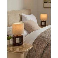 Michelle Keegan Home Set Of 2 Square Cut-Out Table Lamps - Brown