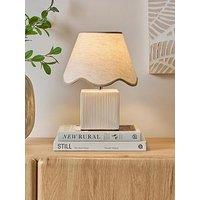 The Very Collection Ribbed Cube Table Lamp With Scalloped Shade
