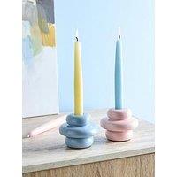 The Very Collection Set Of 2 Softscape Ceramic Candlestick Holders