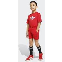 Adidas Originals Kids Unisex Trefoil Loose Short T-Shirt And Shorts Set - Red