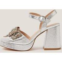 Monsoon Arla Embellished Bow Platform - Silver