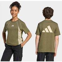 Adidas Sportswear Junior Unisex Colour Block T-Shirt - Green