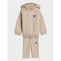 Adidas Originals Infant Unisex Oversized Hoodie Open Hem Pant Set - Beige