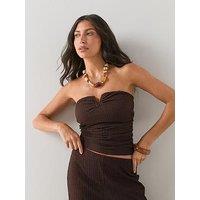 The Very Collection Bandeau Textured Co-Ord Top - Brown