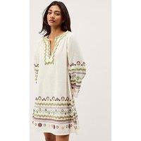 Monsoon Bria Embroidered Mini Tunic Dress - Cream