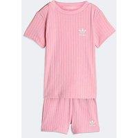 Adidas Originals Infant Unisex Regular Wide Rib Short T-Shirt Set - Pink