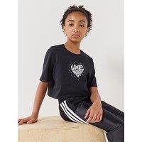 Adidas Sportswear Junior Girls Everyday Glam Cropped Graphic T-Shirt Junior - Black