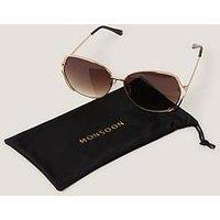 Monsoon Oversized Metal Sunglasses - Gold