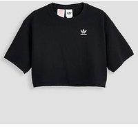 Adidas Originals Junior Unisex Cropped Waffle T-Shirt - Black