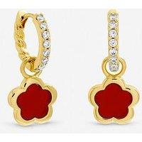 Inicio Gold Plated And Cherry Red Flower Earrings - Gift Pouch