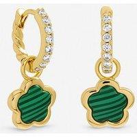 Inicio Gold Plated And Malachite Flower Earrings - Gift Pouch