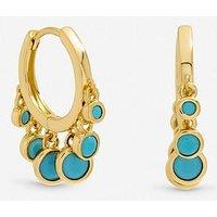Inicio Gold Plated Multidrop Blue Charm Huggie Earrings - Gift Pouch