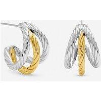 Inicio Two Tone Diamond Cut Multi Row Hoop Earrings - Gift Pouch