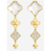 Jon Richard Gold Polished And Crystal Clover Earrings
