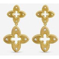 Jon Richard Gold Plated Textured Crystal Clover Earrings