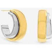 Jon Richard Two Tone Waterproof Double Row Hoop Earrings